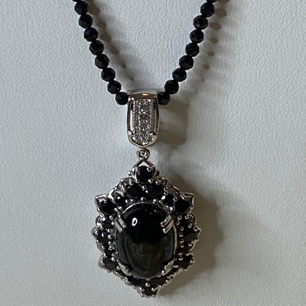 Black Star Diopside/Black Spjnel Pendant Necklace